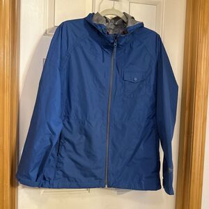 Woolrich Womens Large Blue Hooded Lightweight Jacket Full Zip Windbreaker